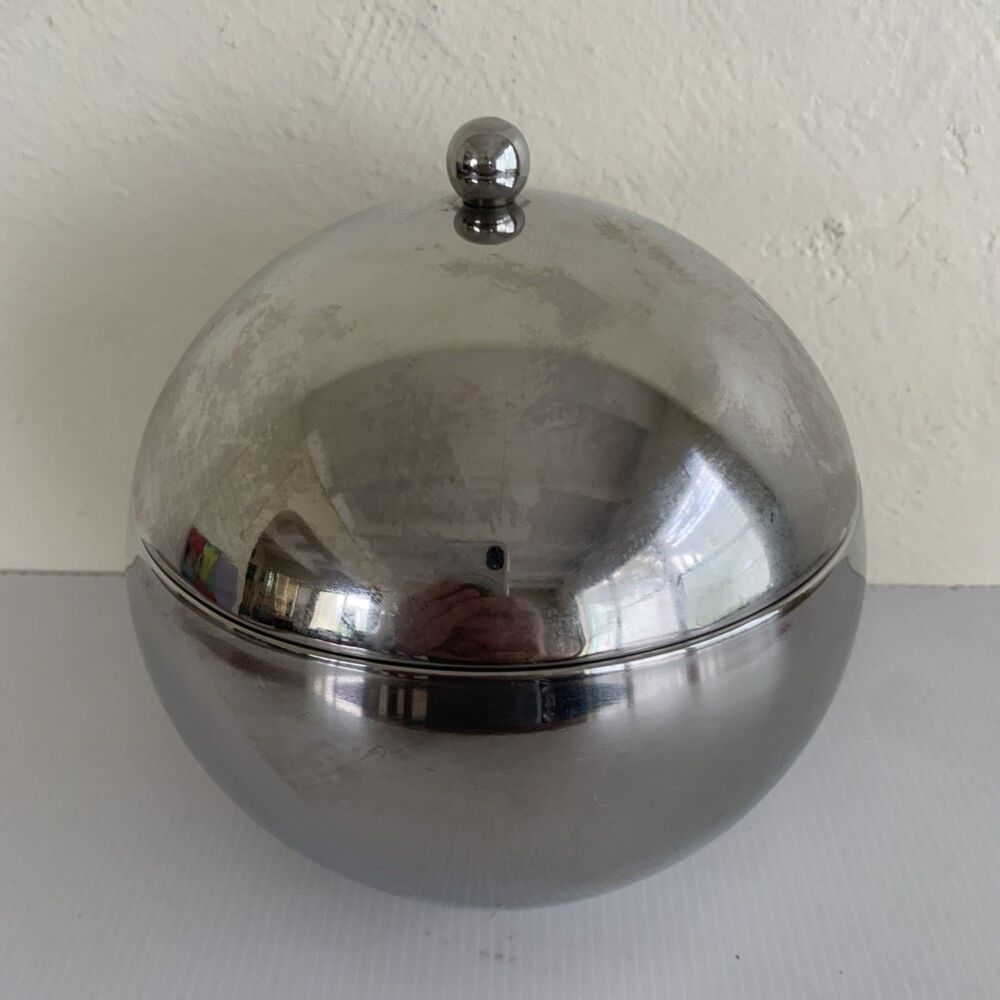 Prince of Scots Stainless Steel Orb Ice Bucket Double Insulated MCM Barware